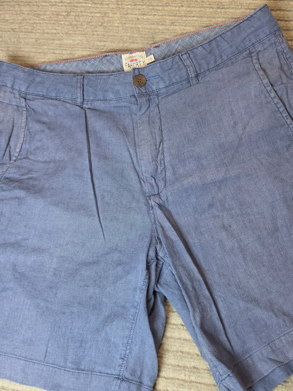 Faherty Tradewinds 7” Stretch Linen Blend Organic Cotton Shorts Men's 30